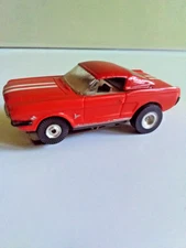 AURORA #1373 HO SLOT CAR '65 FORD MUSTANG FASTBACK 2+2 RED /TAN/BLACK 2X WHITE S