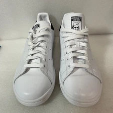 Adidas Stan Smith Sneakers White Navy Men’s 8.5 Preowned Classic Tennis Shoes