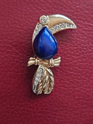 Vintage PIERRE BALMAIN Brosche Toucan Vogel 80er Gold Emaille Paris