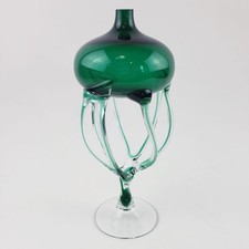 Krosno Jozefina Handblown Green Art Glass Jellyfish Octopus Oil Lamp Poland