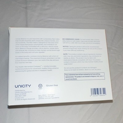 Unicity Balance Fiber Drink Mix Glucose Cholesterol Support Orange
