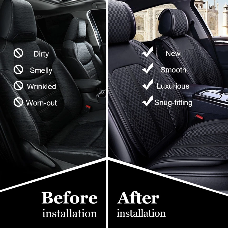 Faux Leather Car Seat Cover Full Set For Honda Accord/Civic/CR-V/Clarity/Insight - Image 2 of 4