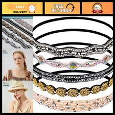 5 Pcs Elastic Rhinestone Beaded Headbands for Women, Jeweled Hair Accessories