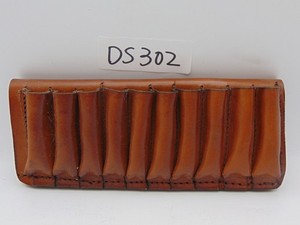 LEATHER RIFLE 10 CARTRIDGE CARRIER  AMMO SLIDE FITS BOTH CAL 375 Vintage