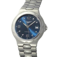 LONGINES Conquest L1.631.4 Men's Quartz Watch Blue Dial 35mm Good Condition