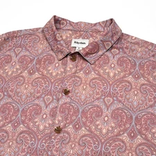 Rhythm Shirt Men's Large Paisley Linen Blend Casual Button Down Beach Preppy
