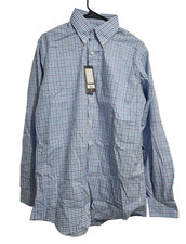 Kirkland Signature Mens 15.5 34/35 Button-Down Dress Shirt Non-Iron Plaid Blue