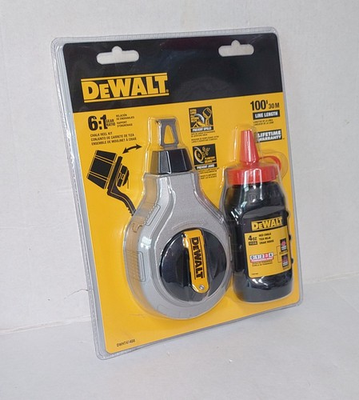 #ad DeWALT 6:1 Chalk Reel Kit with 100#x27; Line amp; Red Chalk DWHT47408 New Sealed $18.95