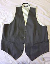 Marc Ecko Mens Suit Vest Waistcoat Charcoal Gray Micro Pattern Formal Business