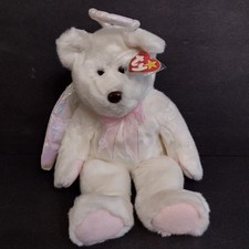 Vintage 1999 Ty Beanie Buddies Halo Angel White Teddy Bear Plush Lovey 14"
