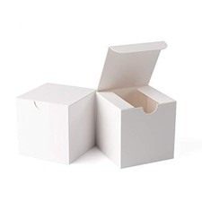 Small White Gift Box - 100 Pack, 3x3x3 inches, Foldable Paper Box for Bridesm...