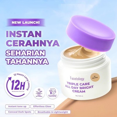 Facetology Triple Care All Day Bright Cream 10g US Free Tax