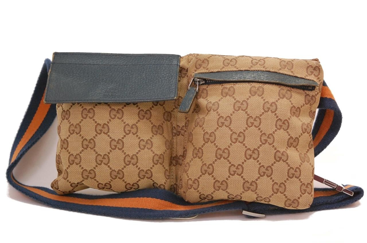 Gucci GG Canvas Monogram Waist Belt Bum Bag Fanny Pack Brown 0223a 2
