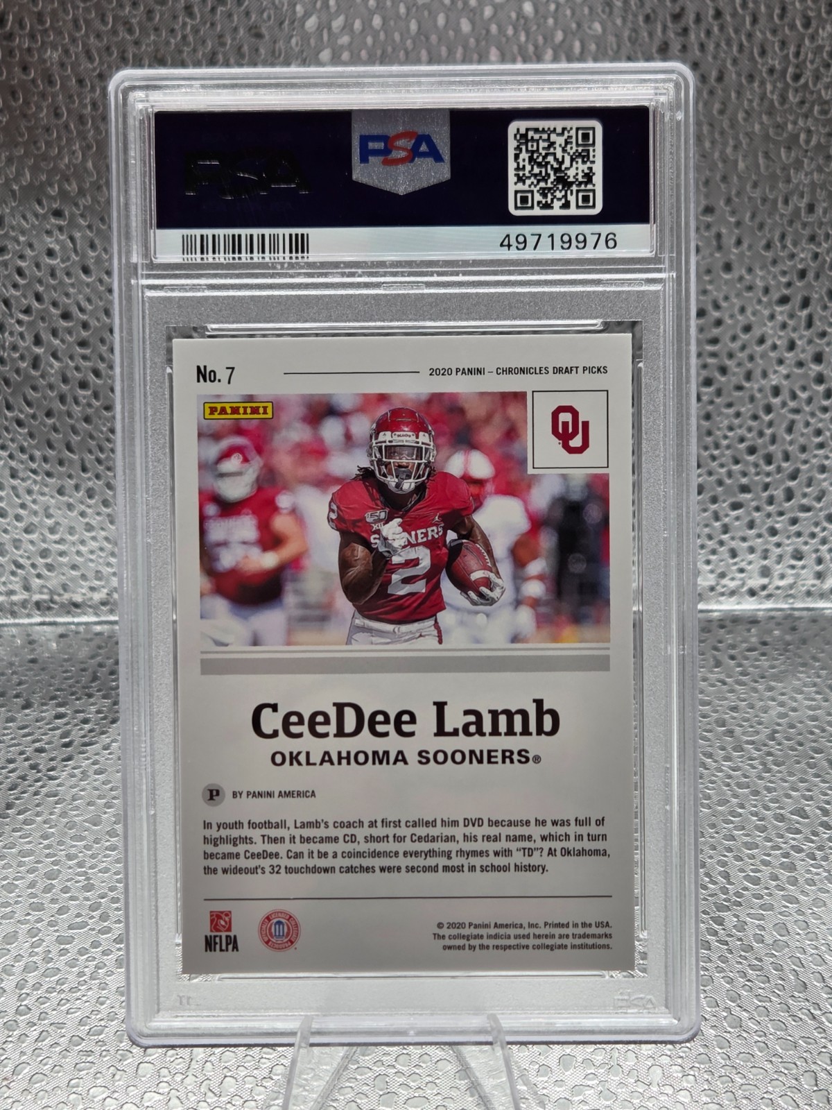 2020 Chronicles Cowboys ~ CEEDEE LAMB Rookie RC Football Card PSA 10 GEM MINT view 2