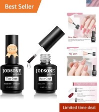No Wipe Base Top Coat Gel Set - 15ml Each for At-Home Manicures
