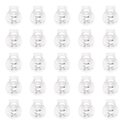 Shapenty Clear Plastic Cord Locks Round Single Hole Spring Toggle Stoppers 25