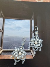 Orecchini in pizzo chiacchierino interamente lavorati a mano con filato lurex 