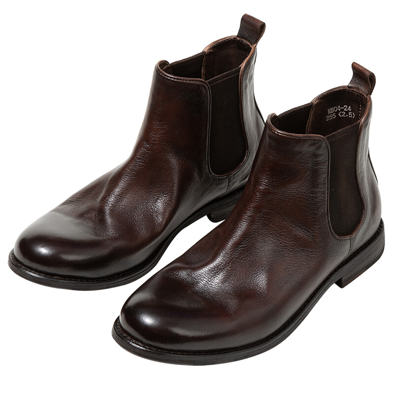 Men's British Chelsea Winter Boots High Top Genuine Leather Shoes-image