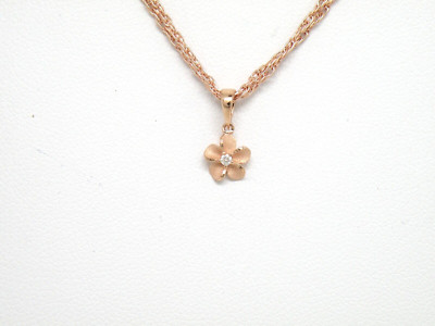 Authentischer Denny Wong 14k Rotgold Plumeria Blume, Diamant Anhänger
