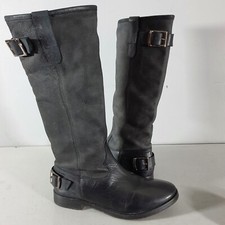 ZIGN Suede Leather Tall Boots Biker Riding Pull On Wellington Size UK 6 EU 39