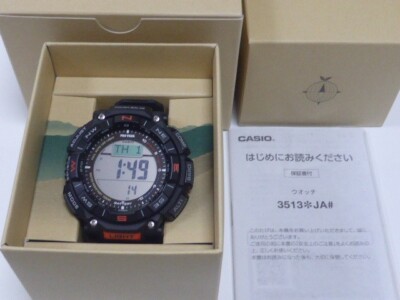 CASIO PRO TREK PRG-340-1JF Black Tough Solar Compass Outdoor Digital Men Watch