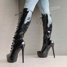 Women Knee High Boots Platform Full Zipper Ro...