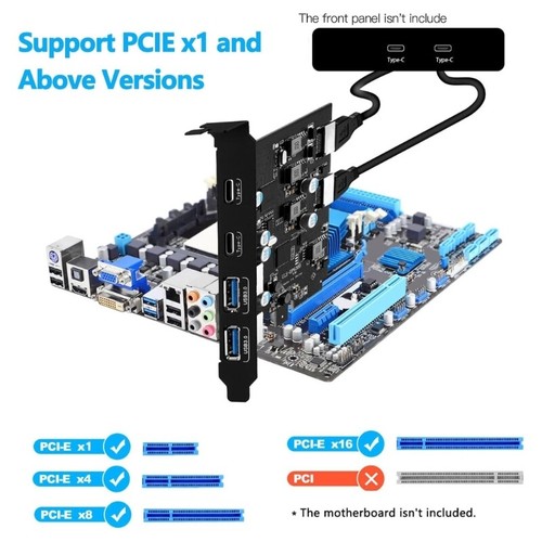 USB PCIe Card 6 Port Expansion 2X USB 3.0 2X USB A For Desktop PC Host Card - Afbeelding 3 van 8