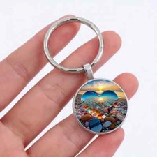 Beach Heart Shaped Pendant Keychain Perfect Gift Fashion Accessories Unisex Girl