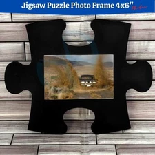 Jigsaw Puzzle Piece Plastic Photo Frame Hold 4x 6 Photo White Black Gray OR Teal