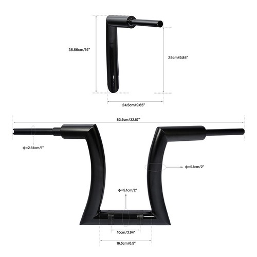 Black 14" Rise 2'' Ape Hanger Handlebar Risers Fit For Harley Sportster 883 1200 - Picture 2 of 12