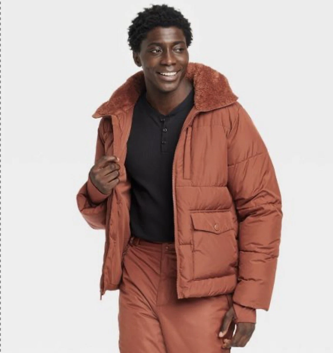 Rust colored sales puffer jacket