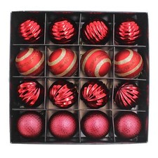 16 Pack 60mm Luxury Baubles Christmas Tree Decoration - Red