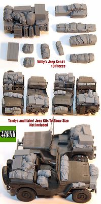 1/35 Scale Willys Jeep Set #1 - 10 Pieces - Resin Stowage ValueGear