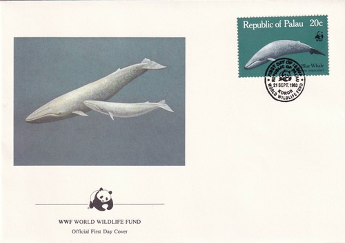 PALAU 1983 FIRST DAY COVER, HUMPBACK WHALE, BLUE WHHALE, WORLD WILDLIFE FUND - Picture 4 of 4
