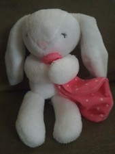 Carters Just One You White Plush bunny Rattle pink holds security Blanket Lovey