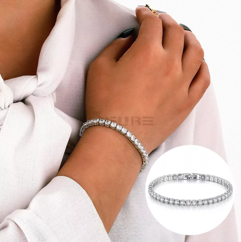 Stainless steel cz tennis best sale bracelet