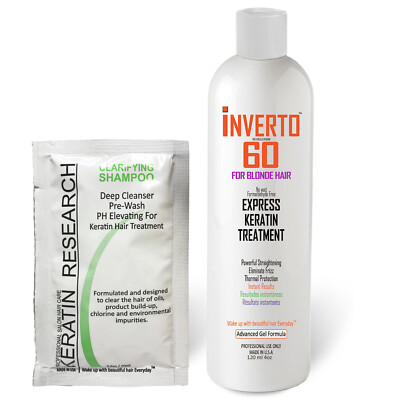 Formaldehyde-Free Inverto 60 for BLONDES Keratin Hair Treatment Starter Kit 4oz