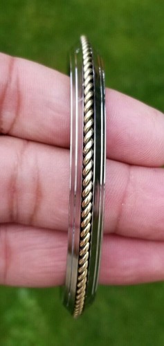 Brazalete Sikh Kara acero inoxidable latón trenzado cuerda de alambre borde kada singh kaur v5 - Imagen 6 de 10