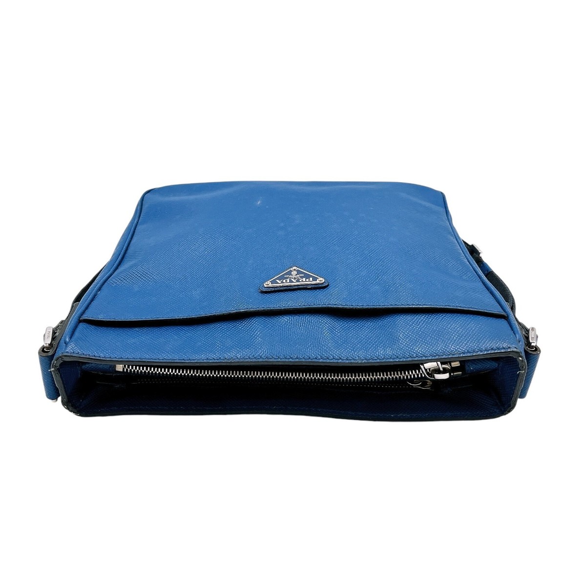 Prada 2VH086 Leather Saffiano Shoulder Bag logo blue from