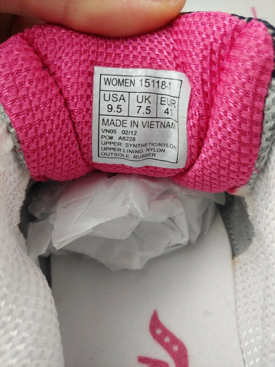 EUC Saucony Cohesion 5 Women s Size 9.5 Silver White Pink Running Shoe Sneaker