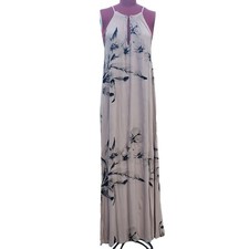 Stillwater Maxi Dress Dusty Pink Black Floral Halter Keyhole Side Slits Small