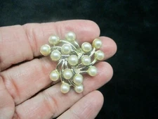 Vintage 1950's Emmons Gold Tone Faux Pearl Brooch