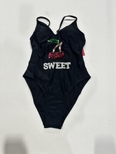 Xhilaration Women's Sequin Cherry Scoop Back One Piece Bathing Suit L