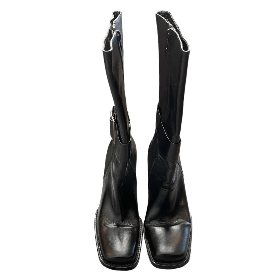 De Colección Y2K Liz Claiborne Mujer Cuero Harington Bota 8.5M Hebilla al Tobillo Tacón Bloque Foto 3 de 4