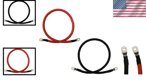 Ultra-Flexible 1/0 AWG Copper Inverter Cables - Red & Black, 3ft with 3/8 Lugs - Picture 2 of 8