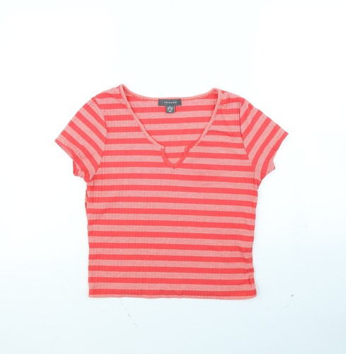 Primark Womens Red Striped Cropped T 