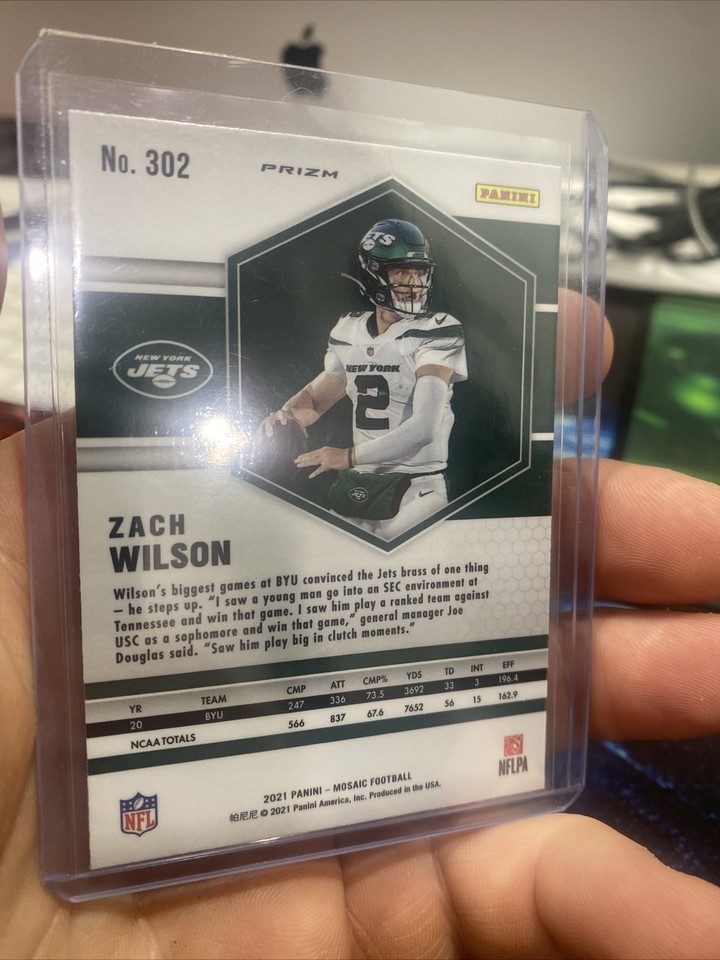 2021 Panini Mosaic Zach Wilson Prizm Reactive Orange New York Jets 243
