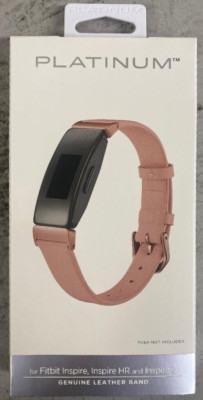 (NEW) Platinum Leather Band for Fitbit Inspire and Inspire HR, Inspire 2 Pink