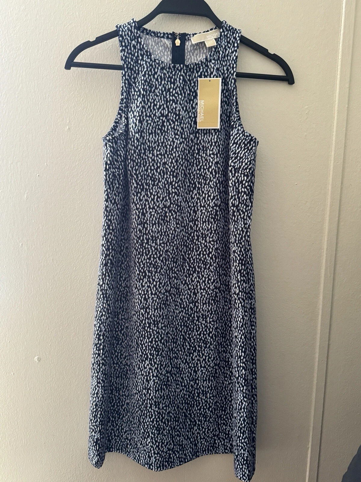 MICHAEL KORS abito donna viola senza maniche scollo zip mini cocktail tubino XS