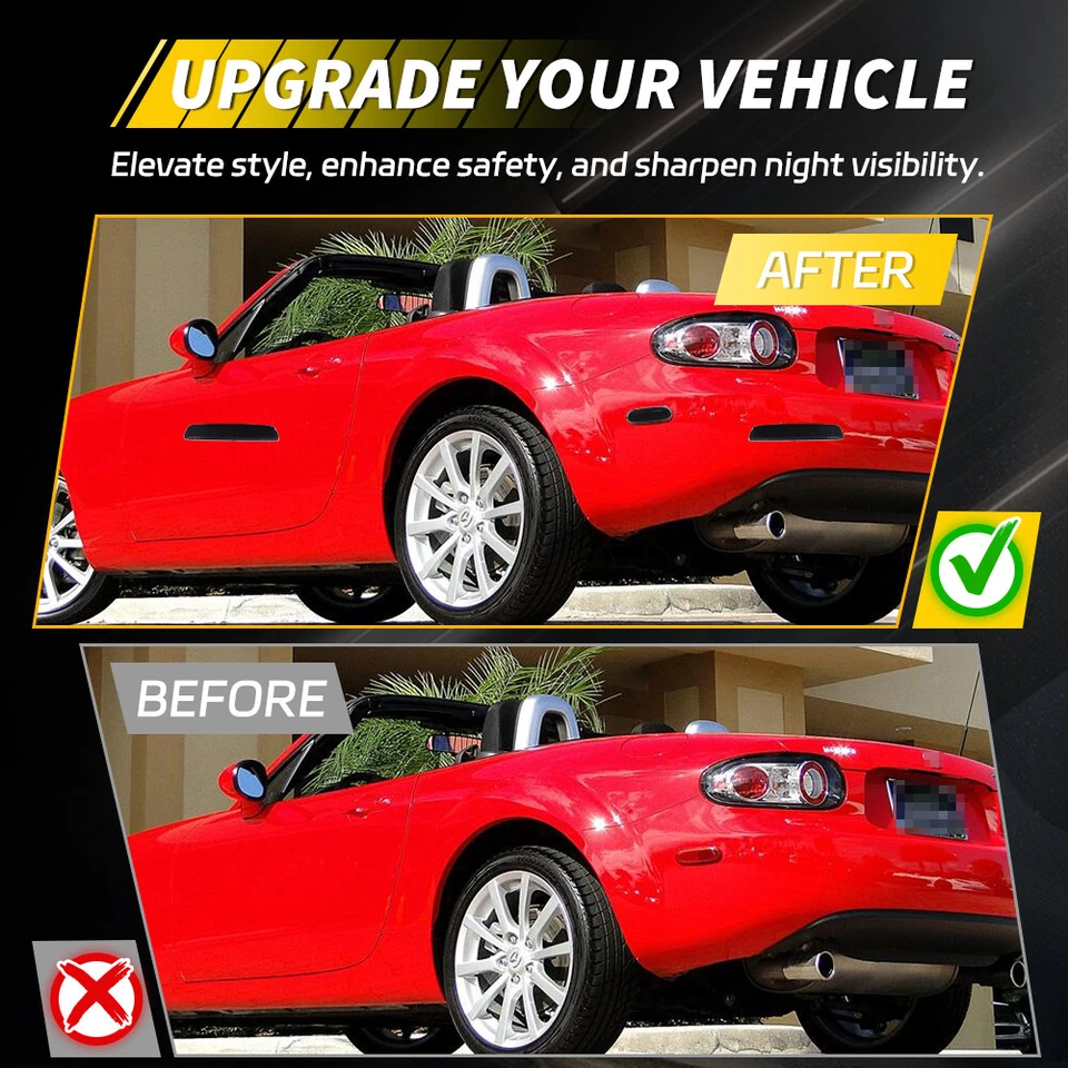 4X Luz reflectora de marcador lateral delantero y trasero de humo para MAZDA MX-5 MIATA 2006-2008 Foto 3 de 4